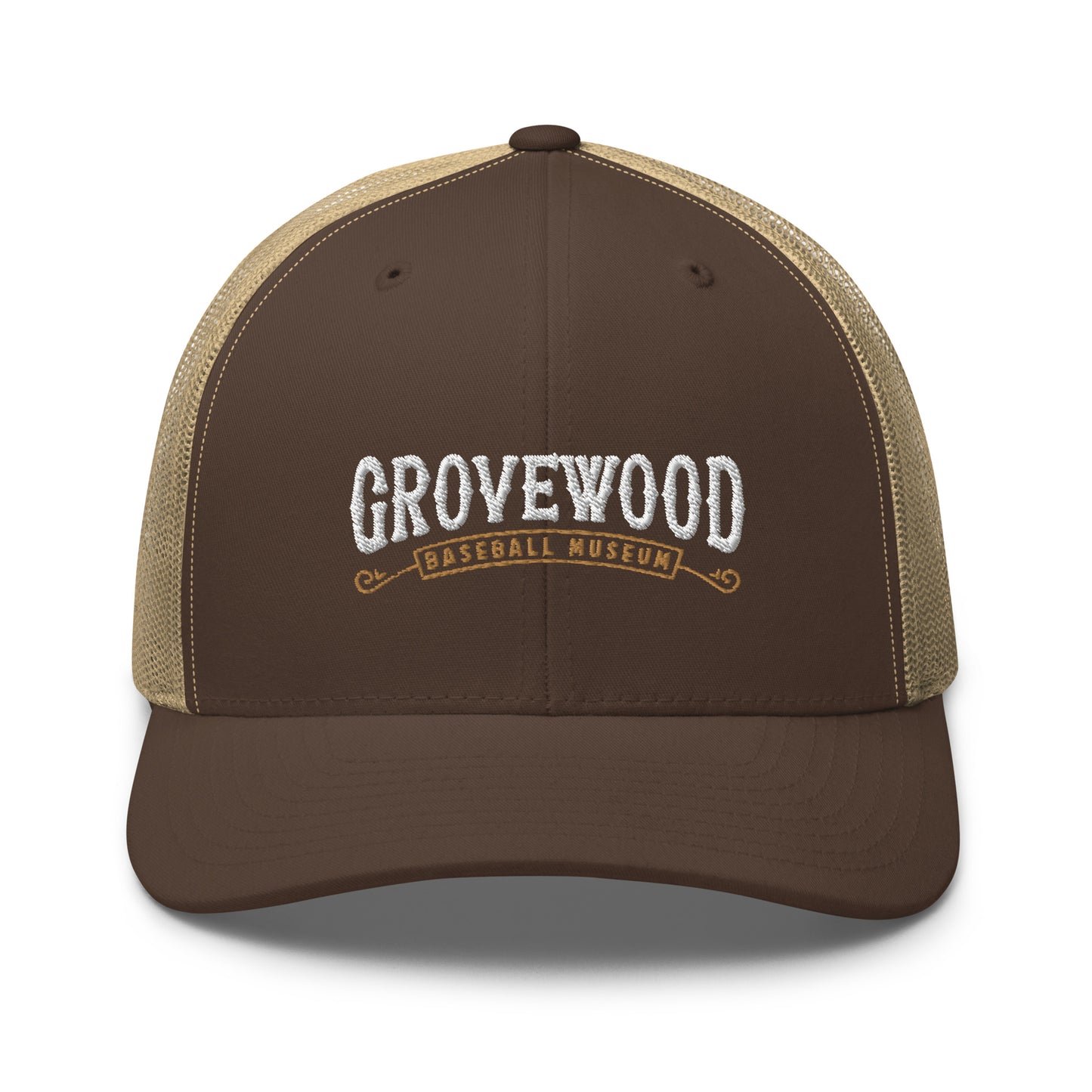 Museum Logo Outline Trucker Hat | Brown & Khaki