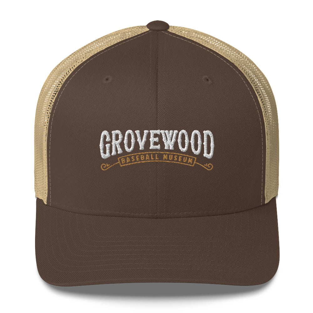 Museum Logo Outline Trucker Hat | Brown & Khaki