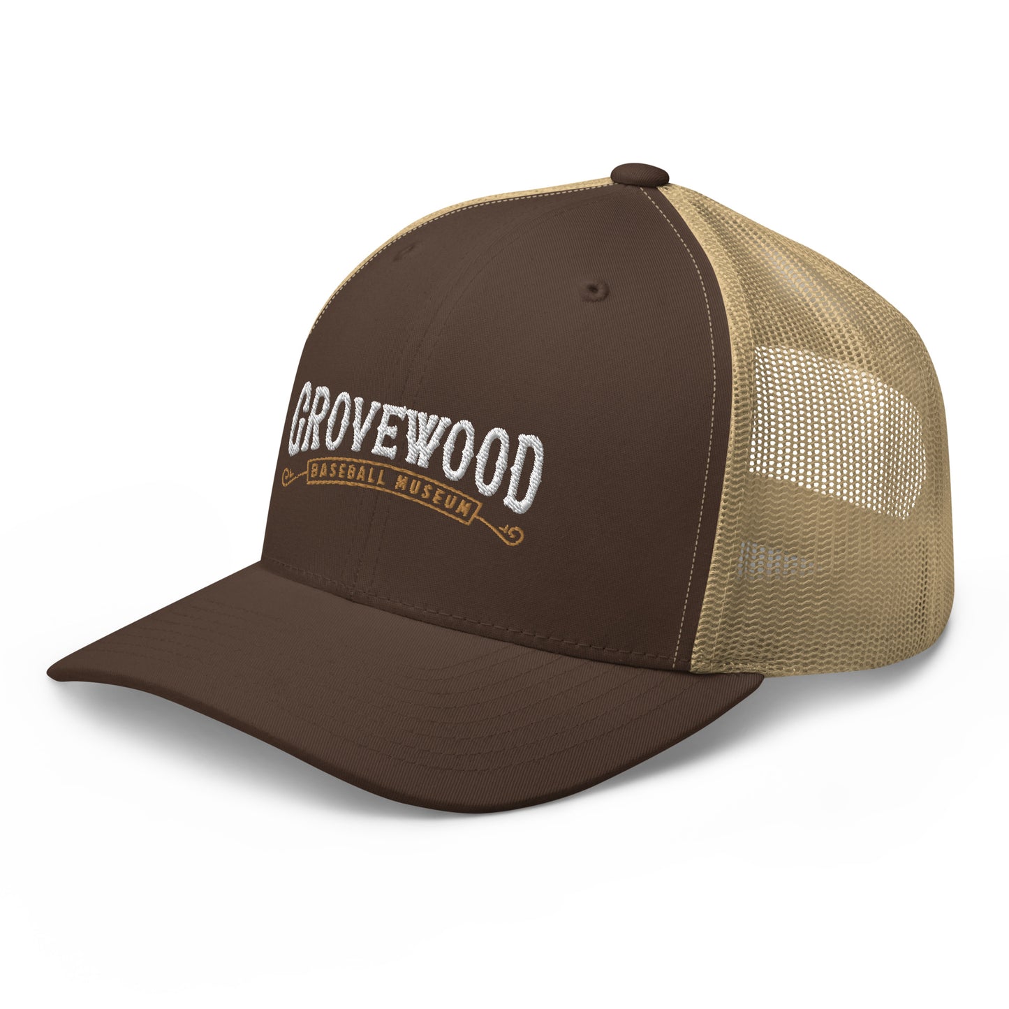 Museum Logo Outline Trucker Hat | Brown & Khaki