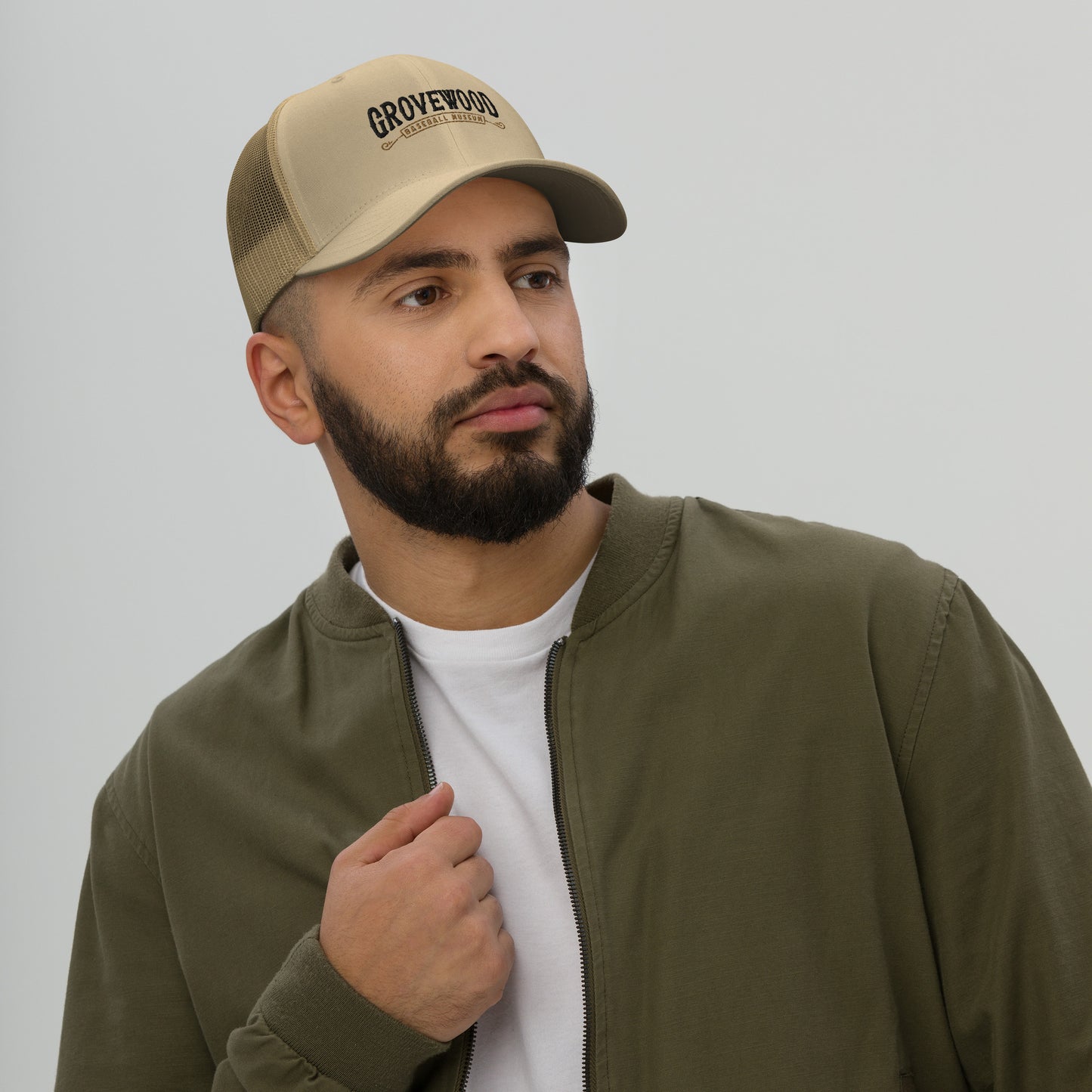 Museum Logo Outline Trucker Hat | Khaki