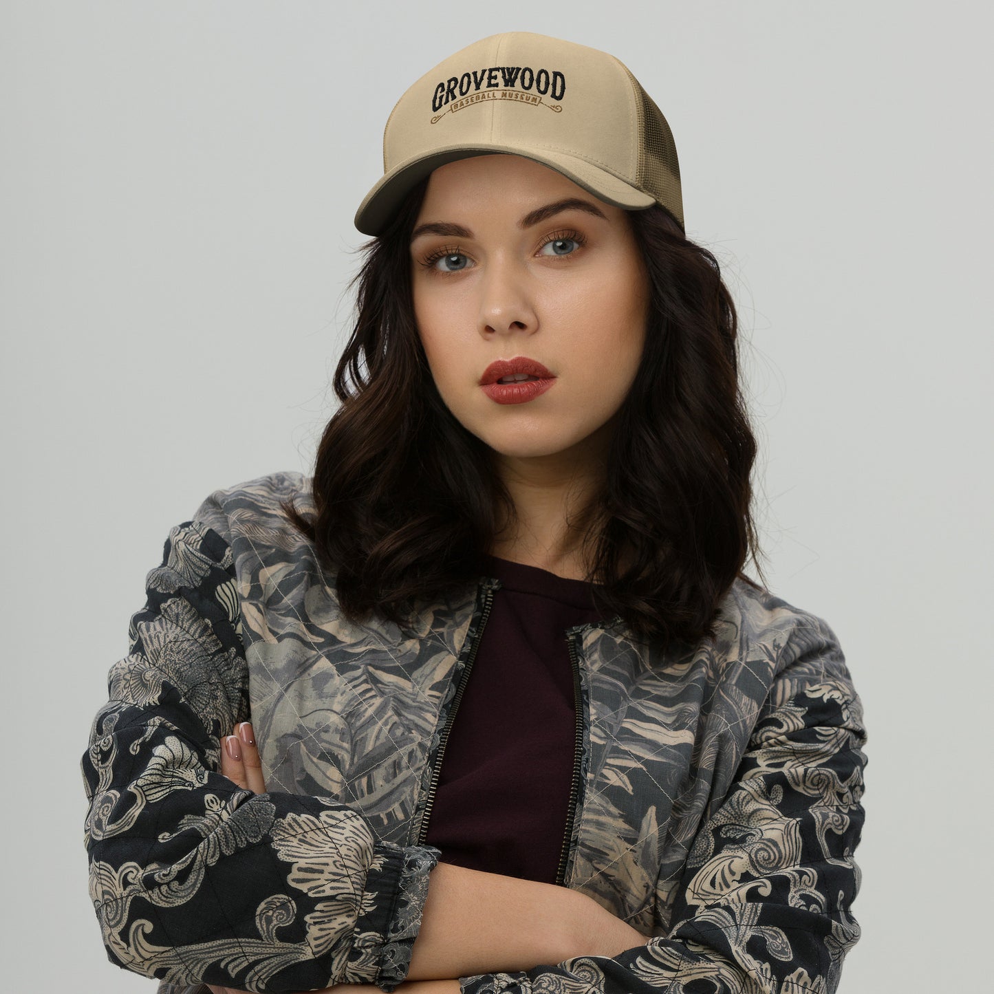 Museum Logo Outline Trucker Hat | Khaki
