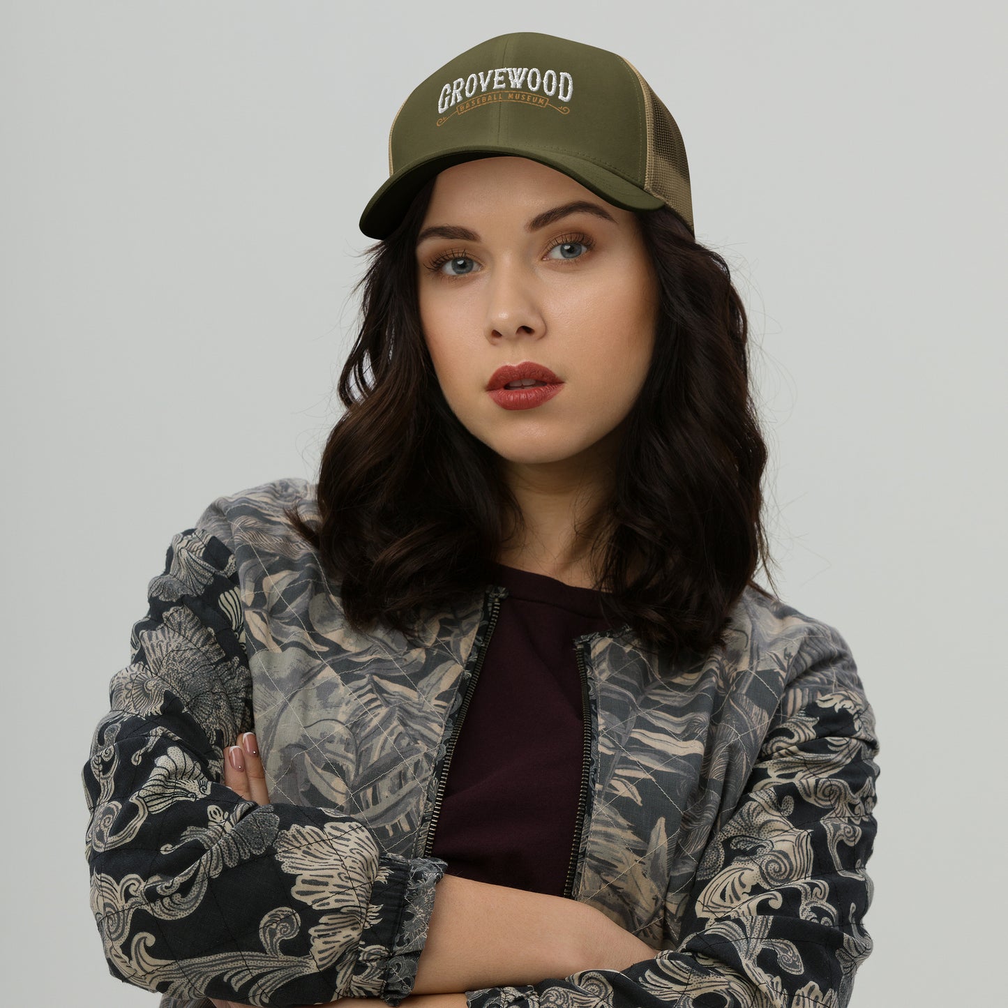 Museum Logo Outline Trucker Hat | Moss & Khaki