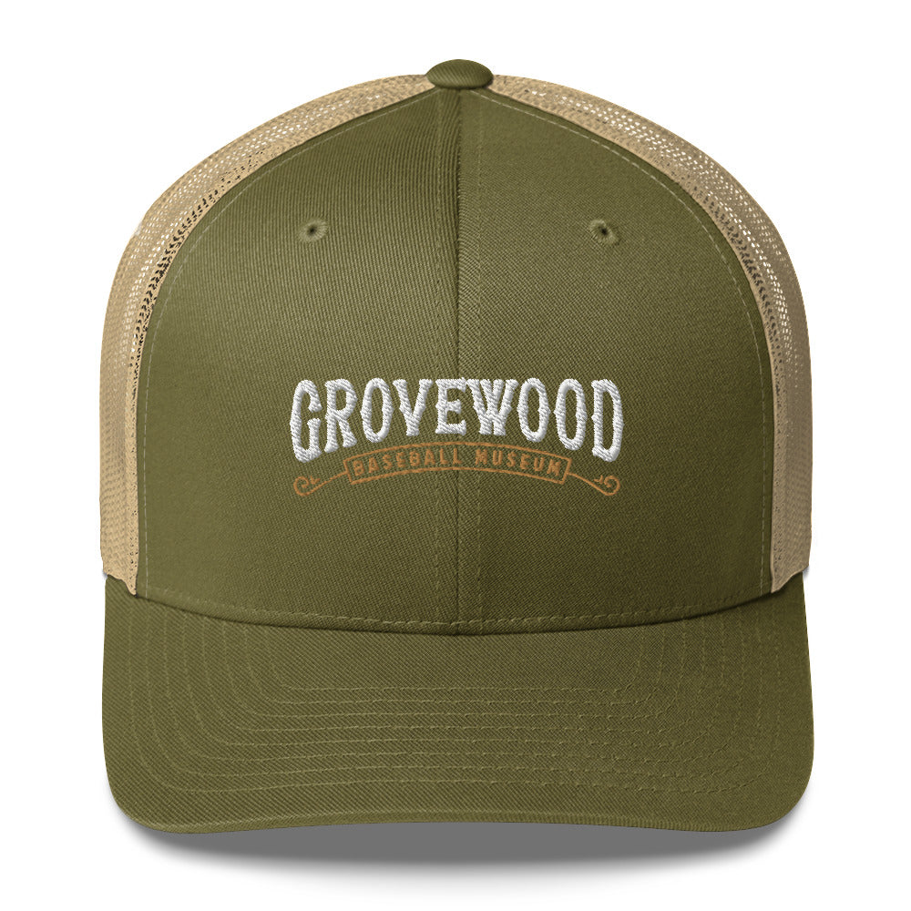 Museum Logo Outline Trucker Hat | Moss & Khaki
