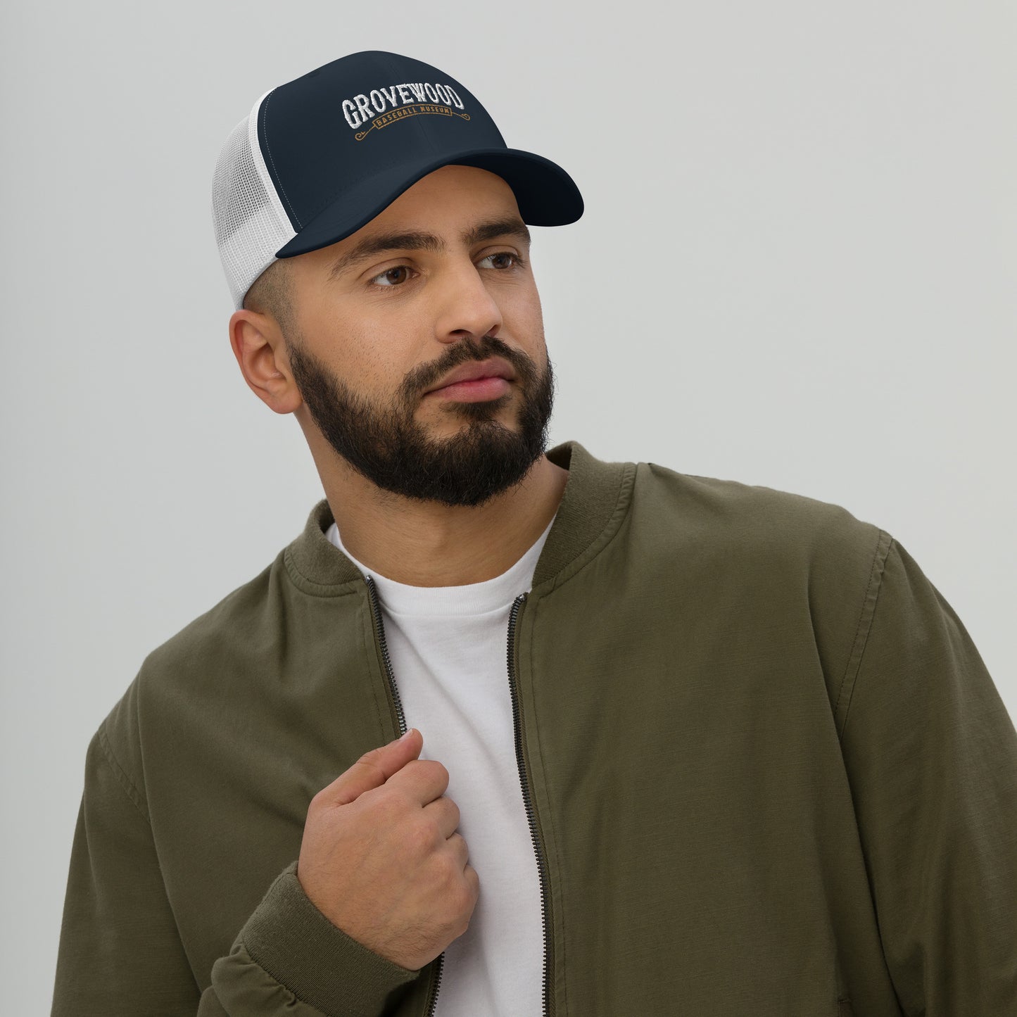 Museum Logo Outline Trucker Hat | Blue & White