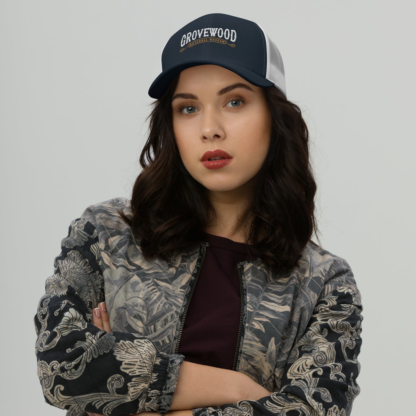 Museum Logo Outline Trucker Hat | Blue & White
