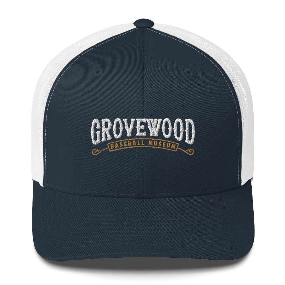 Museum Logo Outline Trucker Hat | Blue & White